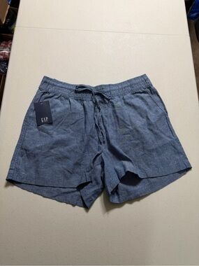 GAP linen blend shorts women size large blue new